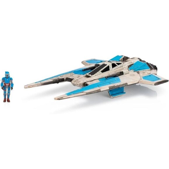 Star Wars Micro Galaxy Squadron Fang Fighter Toy w Mandalorian Figure 5 Inch New - Picture 2 of 11
